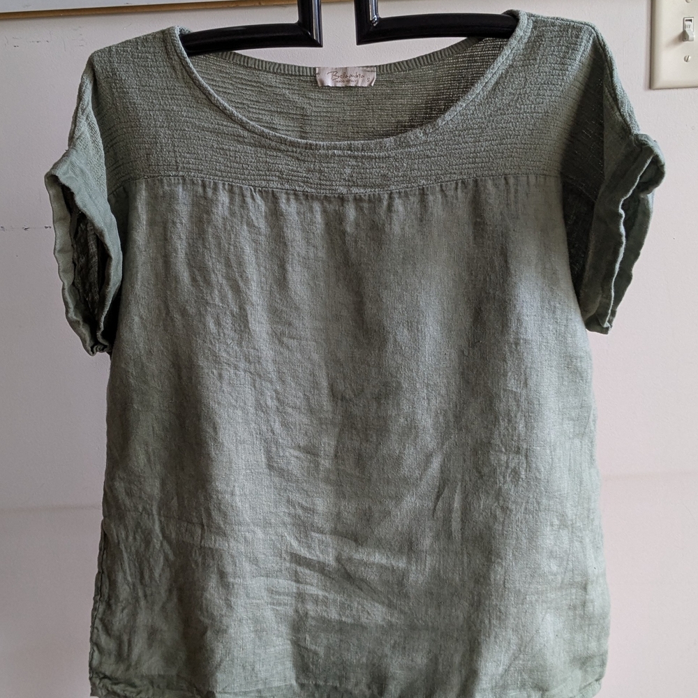 Ballantyne Green Relaxed Ribbed Blouse